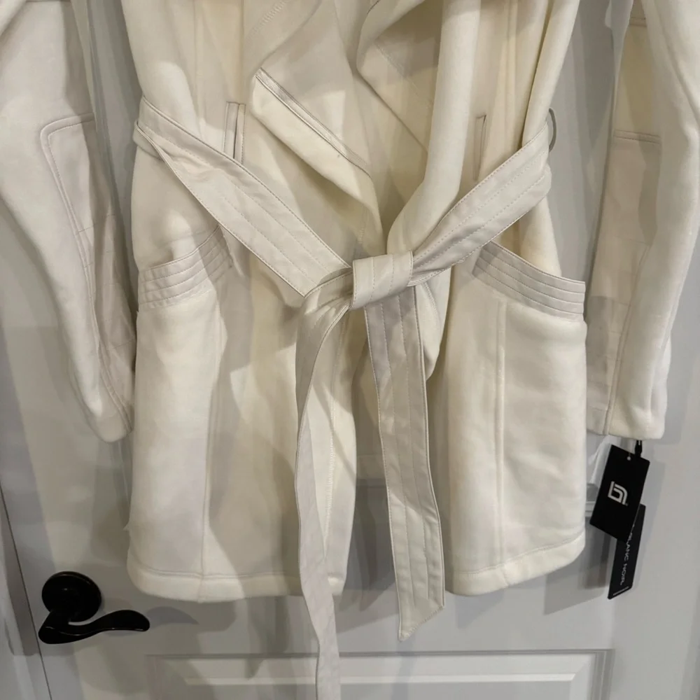 Blanc Noir Drape Velour Jacket in Off White